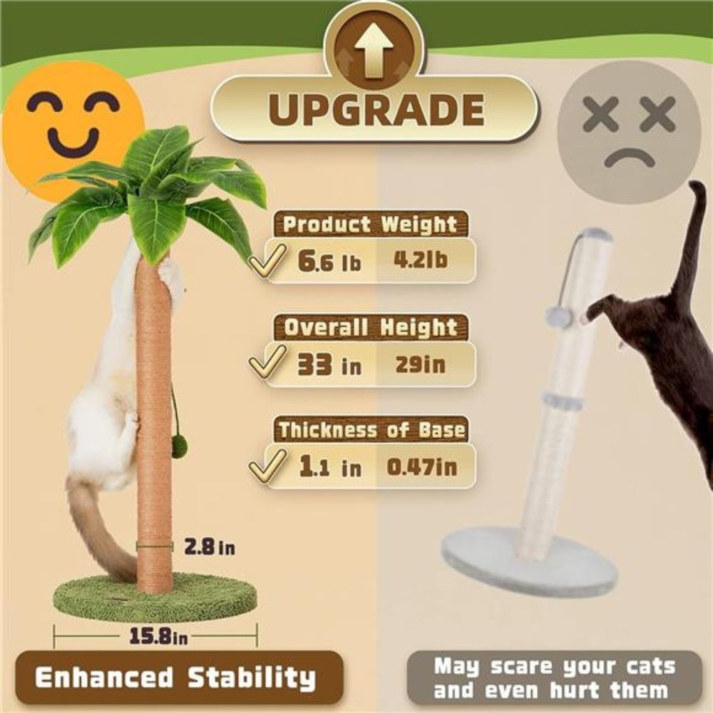 Cat Scratching Post 33 inch Tall Scratching Post with Sisal Rope Cat Scratcher - Picture 3 of 5